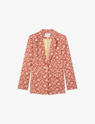 LK BENNETT: Rebecca Blossom-Print Single-Breasted Woven Blazer