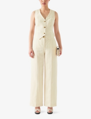 LK BENNETT: Ami Striped Linen-Blend Waistcoat
