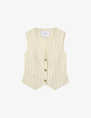 LK BENNETT: Ami Striped Linen-Blend Waistcoat
