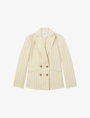 LK BENNETT: Amore Petite Pinstripe Double-Breasted Linen Blazer
