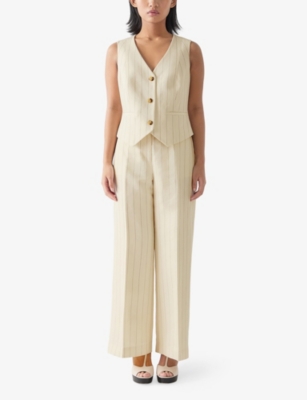 LK BENNETT: Ami Petite Pinstripe Linen Waistcoat