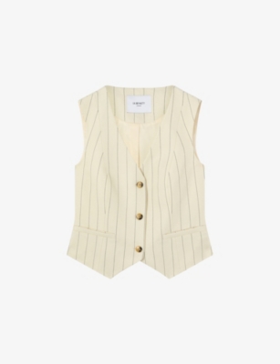 Lk Bennett Womens  Ami Petite Pinstripe Linen Waistcoat