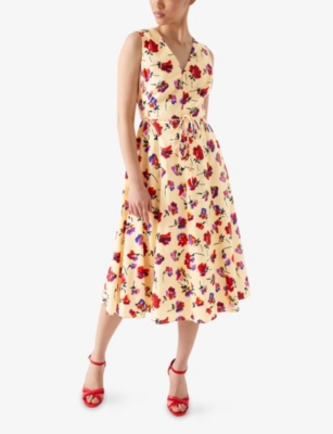 LK BENNETT: Gaia Floral-Print Sleeveless Cotton Midi Dress