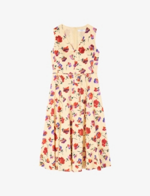 LK BENNETT: Gaia Floral-Print Sleeveless Cotton Midi Dress