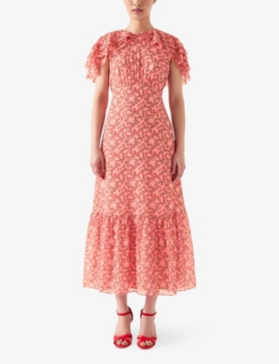 Billie Blossom-Print Ruffle-Trim Silk-Blend Midi Dress