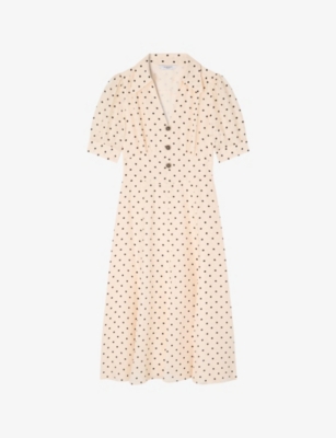 LK BENNETT: Sophie Petite Polka-Dot Silk-Blend Midi Dress