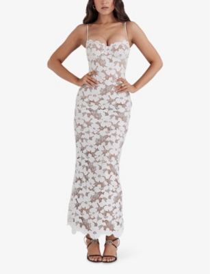 House Of Cb Womens Floral-lace Woven Maxi Dress White Floral In White Floral