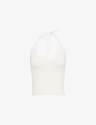 REFORMATION: Christina Halter-Neck Cotton-Jersey Top