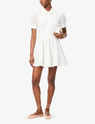 REFORMATION: Loonette Embroidered Woven Mini Dress