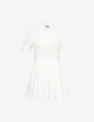 REFORMATION: Loonette Embroidered Woven Mini Dress
