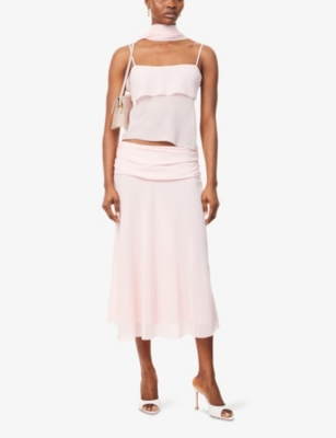 REFORMATION: Olivia Low-Waist Woven Midi Skirt