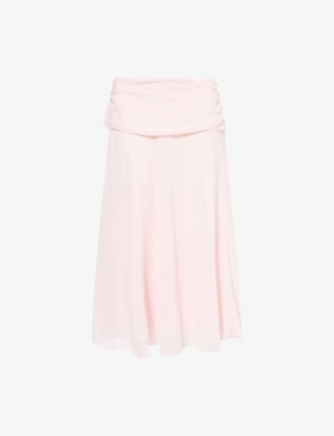 REFORMATION: Olivia Low-Waist Woven Midi Skirt