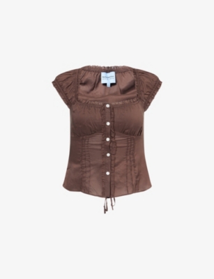REFORMATION: Alabama Ruffled Woven Top
