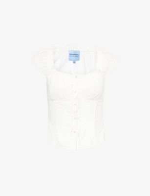 REFORMATION: Alabama Ruffled Woven Top