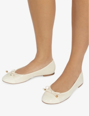 Dune Womens Hallo Leather Ballet Pumps Ecru Leath In Ecru Leather