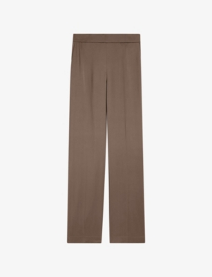Joseph Womens Escargot Tova Straight-leg Silk Satin Trousers In Escargot