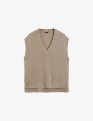 Joseph Womens V-neck Knitted Cashmere Vest Escargot Xxs In Escargot