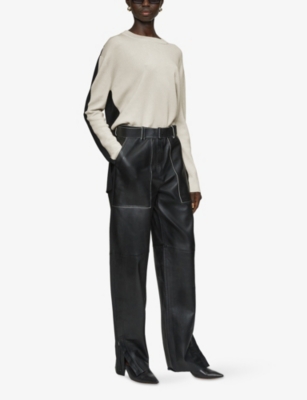 JOSEPH: Colour-Block Wool and Silk Jumper