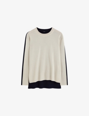JOSEPH: Colour-Block Wool and Silk Jumper