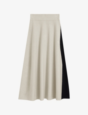 JOSEPH: Colour-Block Wool and Silk Maxi Skirt