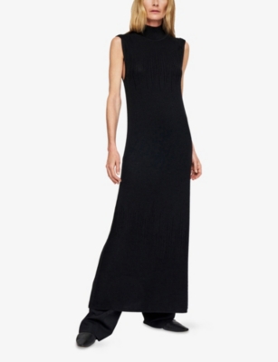 Joseph Womens Black Sleeveless Knitted Wool And Silk Maxi Dress In Black