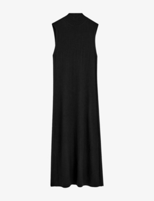 Joseph Womens Black Sleeveless Knitted Wool And Silk Maxi Dress In Black