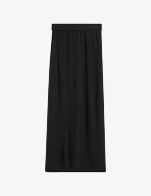 Joseph Womens Black Mid-rise Knitted Wool And Silk Maxi Dress In Black