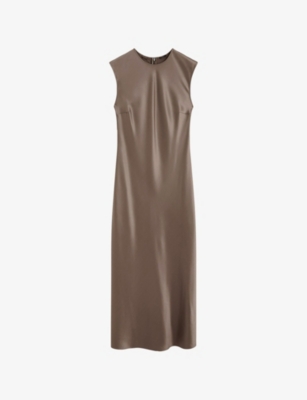 Joseph Womens Escargot Garnier Sleeveless Silk Midi Dress In Escargot