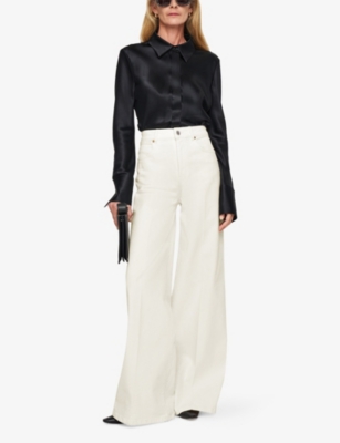 Joseph Womens White Abbey Wide-leg Stretch-denim Trousers In White