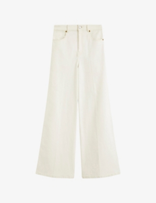 Joseph Womens White Abbey Wide-leg Stretch-denim Trousers In White