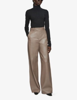 JOSEPH: Alana Wide-Leg Leather Trousers