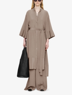 Joseph Womens Darius Detachable-belt Silk Midi Dress Escargot In Escargot
