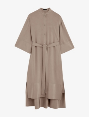 Joseph Womens Darius Detachable-belt Silk Midi Dress Escargot In Escargot