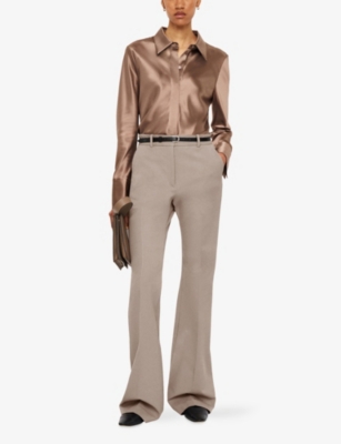 Joseph Womens Morissey Flared-leg Stretch-wool Trousers Escargot In Escargot