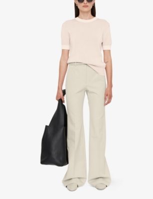 Joseph Womens Quail Tafira Flared-leg Stretch-woven Trousers In Quail