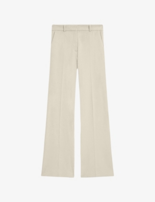Joseph Womens Quail Tafira Flared-leg Stretch-woven Trousers In Quail
