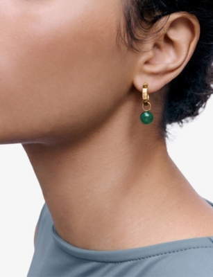 Monica Vinader Round 18ct Yellow Gold Vermeil And Green Onyx Pendant In Green