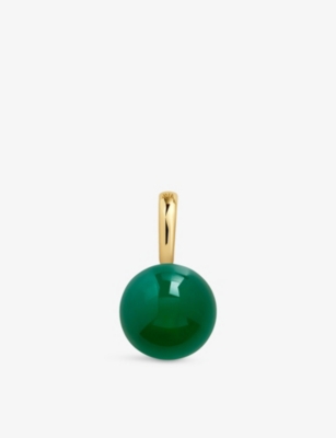 MONICA VINADER: Round 18ct Yellow Gold Vermeil and Green Onyx Pendant