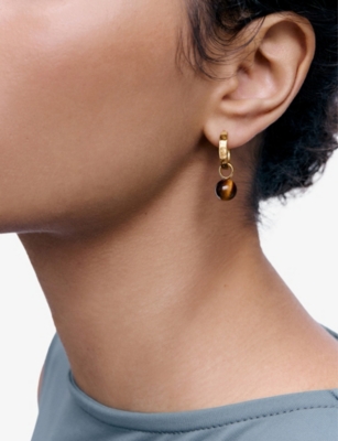 MONICA VINADER: Round 18ct Yellow Gold Vermeil and Tiger's Eye Pendant