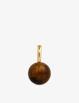 MONICA VINADER: Round 18ct Yellow Gold Vermeil and Tiger's Eye Pendant