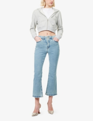 GOOD AMERICAN: Good Legs Crop Mini Boot Flared Straight-Leg Mid-Rise Stretch-Denim Blend Jeans