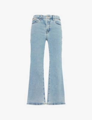 GOOD AMERICAN: Good Legs Crop Mini Boot Flared Straight-Leg Mid-Rise Stretch-Denim Blend Jeans