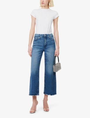 Good American Womens Good Waist Palazzo Crop-wide-leg High-rise Stretch-denim Blend Jeans Indigo338 In Indigo338