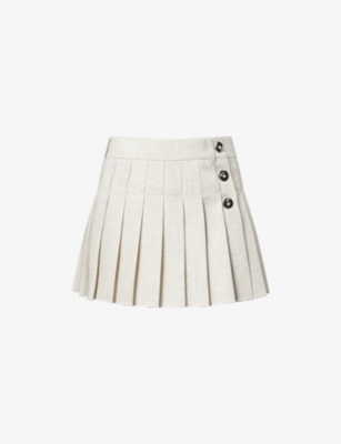 RABANNE: Box-Pleat Button-Front Cotton and Wool-Blend Mini Skirt