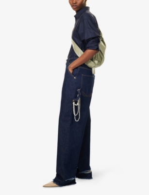 DARKPARK: Lisa Chain-Embellished Carpenter Raw-Hem Denim Jeans