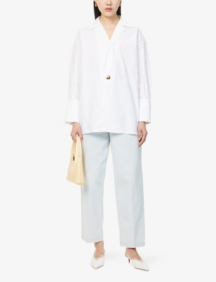 Shop Darkpark Womens  Jodie Relaxed-fit Cotton-poplin Shirt In White
