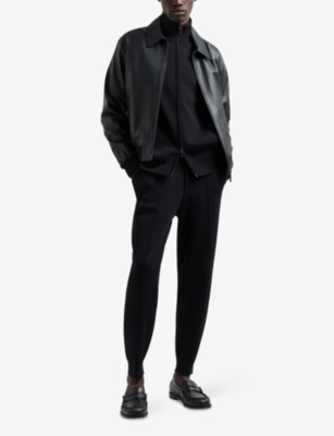 EMPORIO ARMANI: Eagle-Embroidery Zip-Through Knitted Cardigan