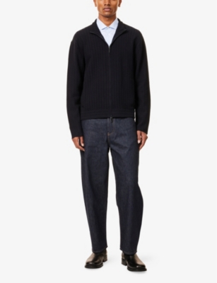 EMPORIO ARMANI: Funnel-Neck Long-Sleeve Knitted Cardigan