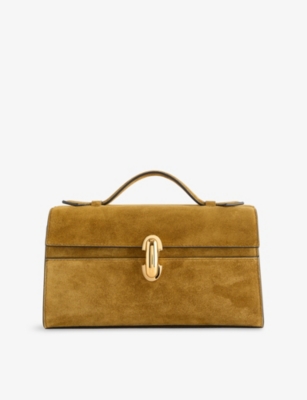 Savette Womens Symmetry Pochette Suede Top-handle Bag Sepia