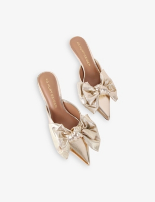 Kg Kurt Geiger Womens Gold Sophia Metallic Faux-leather Heeled Mules Eur 39 / 6 Uk